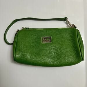 Vintage Dooney and Bourke Green Pebble Leather Purse Barrel Dillen Cylinder